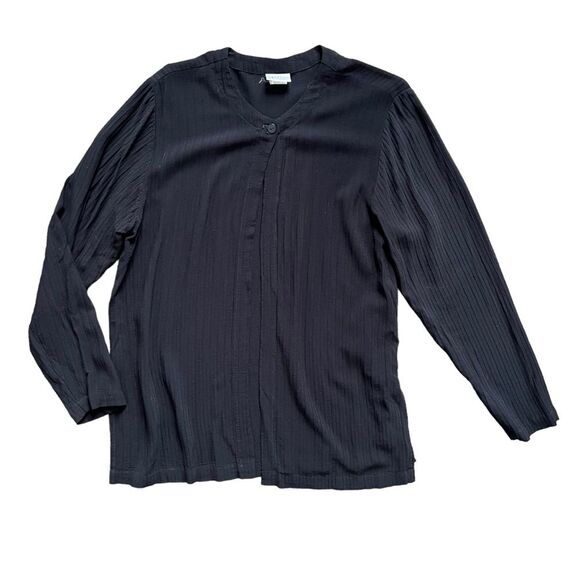 Eileen Fisher One Button Cardigan Open Blouse Black Long Sleeves Women's size S - Picture 1 of 8